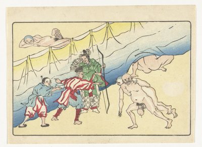 Arciere e uomini nudi da Kawanabe Kyosai