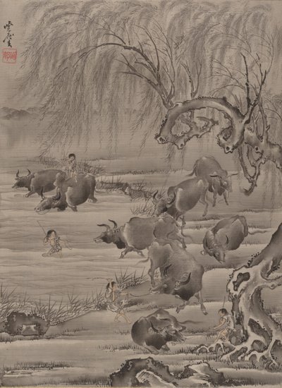 Bufalo e mandriano da Kawanabe Kyosai