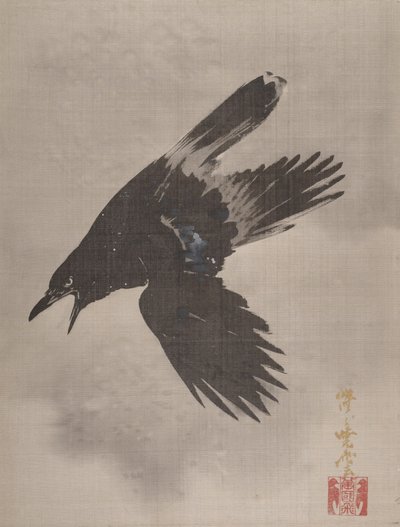 Corvo che vola nella neve da Kawanabe Kyosai