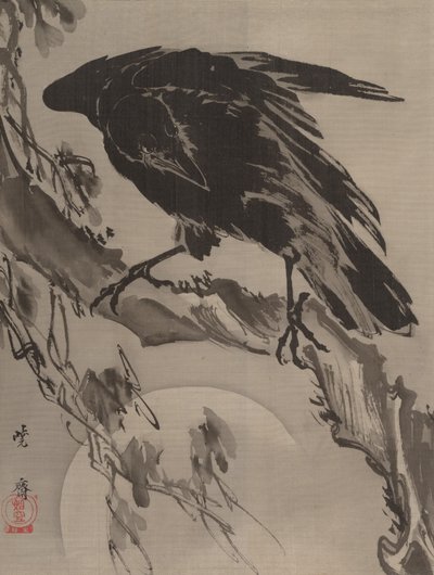 Corvo e la Luna, ca. 1887 da Kawanabe Kyosai