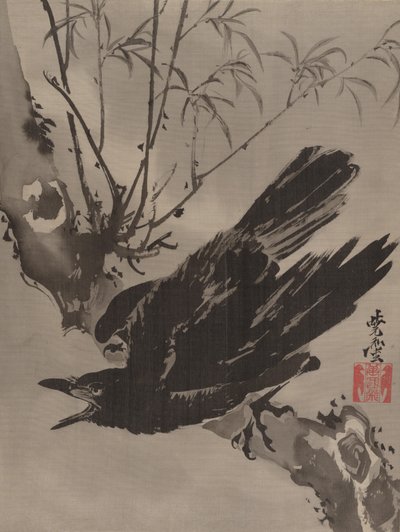Corvo su un ramo da Kawanabe Kyosai
