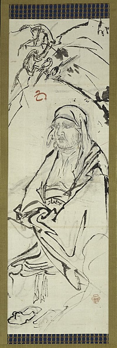 Daruma (Bodhidharma), uno dei sei bozzetti da Kawanabe Kyosai