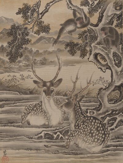 Cervi e Scimmie da Kawanabe Kyosai