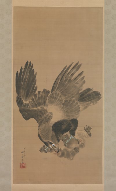 Aquila che attacca una scimmia da Kawanabe Kyosai