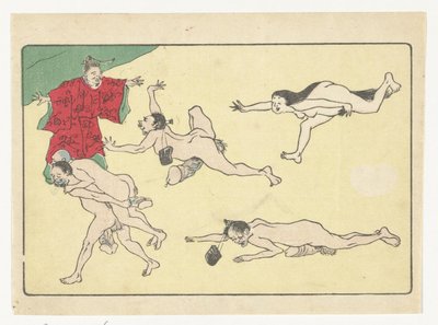 Cortigiano e persone nude (La grande coda) da Kawanabe Kyosai