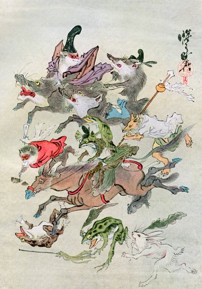 Caccia agli animali da Kawanabe Kyosai