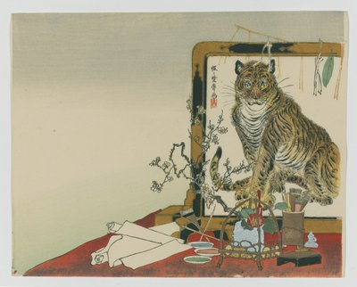 Schermo in piedi (Tsuitate) di una tigre, 1878 da Kawanabe Kyosai
