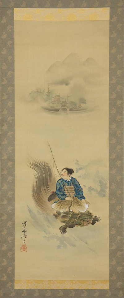 Urashima Taro che cavalca una tartaruga, dopo il 1888 da Kawanabe Kyosai