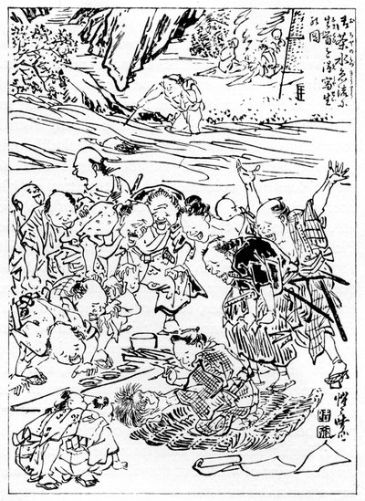 Il giovane Kyôsai che disegna la testa mozzata, 1898 da Kawanabe Kyosai