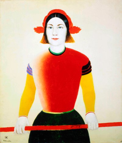 Una ragazza con un palo rosso, 1932-1933 da Kazimir Severinovich Malevich