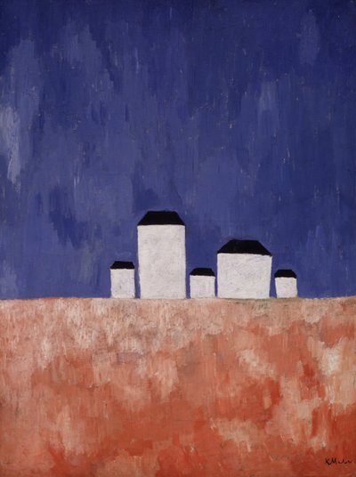 Paesaggio con cinque case da Kazimir Severinovich Malevich