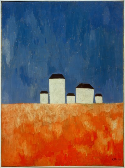 Paesaggio con cinque case da Kazimir Severinovich Malevich