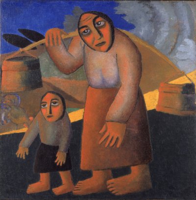 Contadina con secchi e bambino, c. 1912 da Kazimir Severinovich Malevich