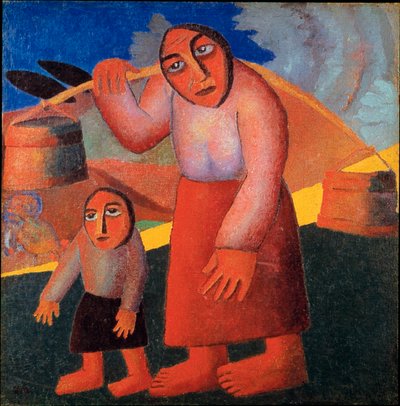 Contadino con secchi Dipinto di Kasimir Malevic (Malevich) (1878-1935) 1911 da Kazimir Severinovich Malevich