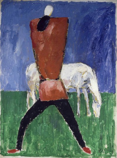 Il cavallo bianco uomo e cavallo da Kazimir Severinovich Malevich