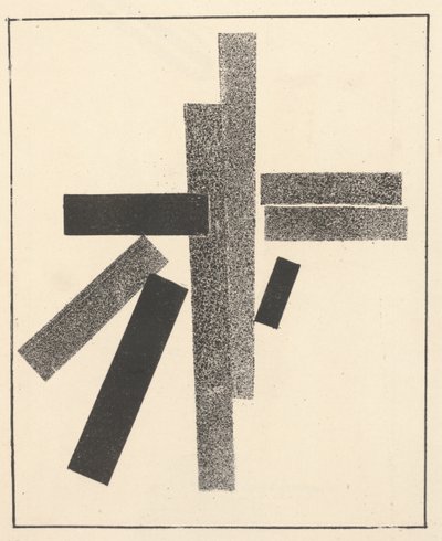 Tre elementi neri e cinque grigi da "Suprematismo: 34 disegni" da Kazimir Severinovich Malevich