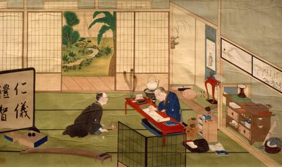 Studio di calligrafo, acquerello di Kawahara Keiga (1786-circa 1860), Giappone, Civiltà giapponese, inizio XIX secolo da Keiga Kawahara