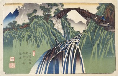 Vista Distante del Ponte sul Fiume Ina a Nojiri, No. 41 da Keisai (1790 1848) Eisen