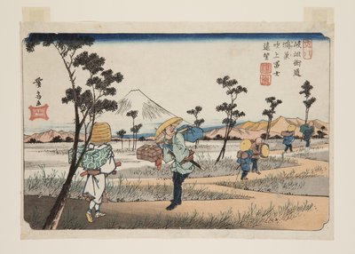 No. 8, Konosu: Vista Distante del Fuji a Fukiage da Keisai Eisen