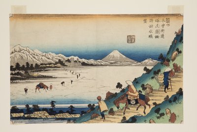 No. 31, Passo di Shiojiri: Veduta del lago Suwa (stampa xilografica a colori) da Keisai Eisen