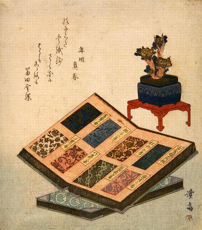 Libri campione di disegni di broccato da Keisai Eisen