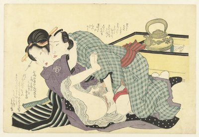 Coppia innamorata davanti a un calderone da Keisai Eisen (attributed to)