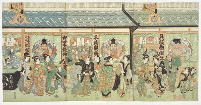 Il negozio di tessuti Ebisuya nel quartiere Edo di Owarichō da Keisai Eisen