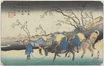 N. 20: Vista di Hiratsukahara sotto la pioggia vicino alla stazione di Kustukake, 1835-1836 da Keisai Eisen