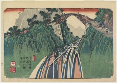 No. 41, Nojiri: Vista lontana del ponte sul fiume Ina da Keisai Eisen