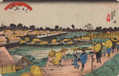 Pioggia notturna a Yoshiwara / Yoshiwara-no yoru-no ame, dalla serie: Otto vedute di Edo / Edo hakkei da Keisai Eisen