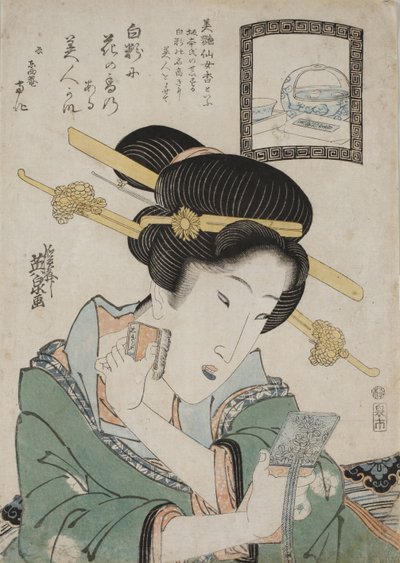 La polvere per il viso Bien Senjoko, c. 1824 da Keisai Eisen