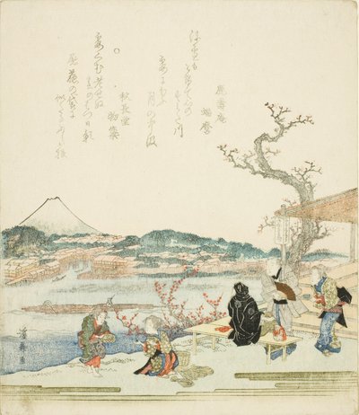 Vista del Monte Fuji da una casa da tè da Keisai Eisen