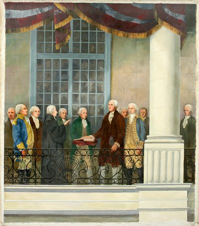Inaugurazione di George Washington alla Federal Hall, New York City da Keith Shaw Williams