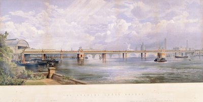 Ponte di Hungerford, Charing Cross, Londra, 1863 da Kell Brothers