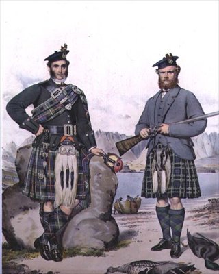 Cacciatori in kilt dalle Ebridi, inciso da Vincent Brooks, c.1868 da Kenneth (after) Macleay