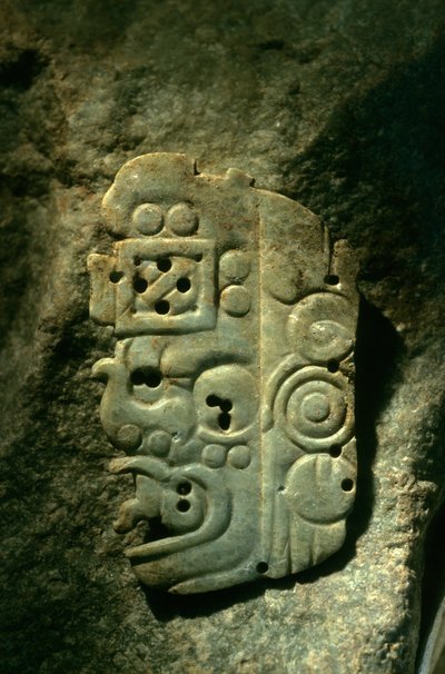 Artefatto, giada, Cancuen, Guatemala, Arthur Demarest, Tomas Barrientos, Maya, palazzo, 2004 da Kenneth Garrett