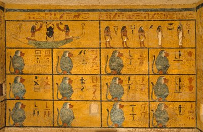 Babbuini, Pittura murale nella tomba del Re Tutankhamon; KV52, Valle dei Re, Tebe da Kenneth Garrett