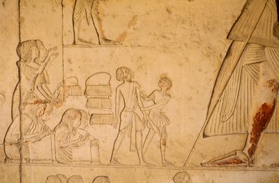 Rilievo dalla tomba di Horemheb; raffigura scribi che registrano prigionieri, 2003 da Kenneth Garrett