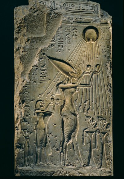 Rilievo di Akhenaton sotto Aten, balaustra, Amenhotep IV. Come faraone, Akhenaton è da Kenneth Garrett