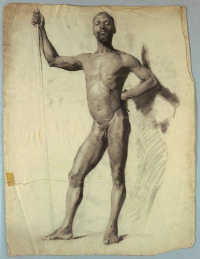Studio di nudo di uomo con bastone da Kenyon Cox