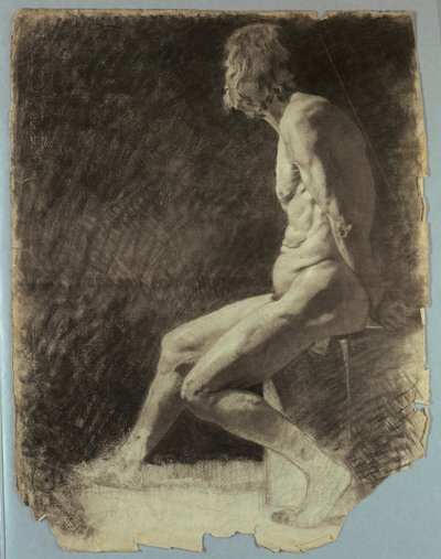 Studio di nudo di uomo seduto da Kenyon Cox