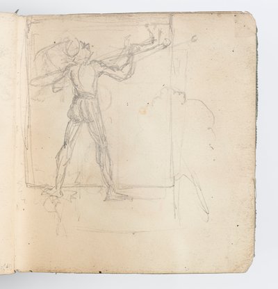 Pagina di Taccuino: Schizzo di Figura in Calzamaglia da Kenyon Cox