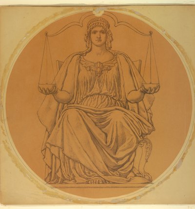 Studio per "Giustizia," Lunetta nel tribunale della contea di Hudson, Jersey City, NJ da Kenyon Cox