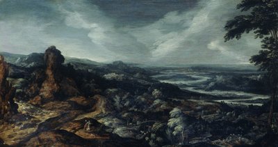 Paesaggio panoramico con Tobia e l