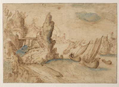 Scena costiera immaginaria con pescherecci, 1575-1633 da Kerstiaen de Keuninck
