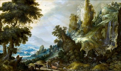 Paesaggio montano con cascata da Kerstiaen de Keuninck