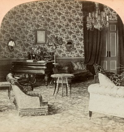 Salotto della Presidenza, quartier generale di Lord Roberts, Bloemfontein, Sudafrica da Keystone View Company