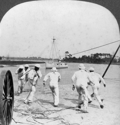 Alcune operazioni del Corpo di Salvataggio, Esposizione di Jamestown, Virginia, USA, 1907 da Keystone View Company