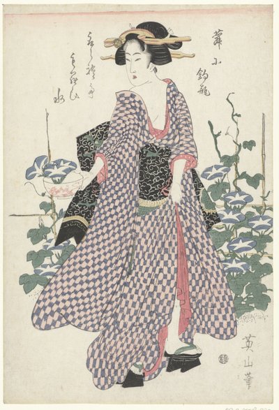 Cortigiana e convolvolo blu da Kikugawa Eizan