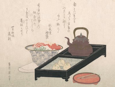 Utensili per tè e una ciotola per dolci, XIX secolo da Kikugawa Eizan